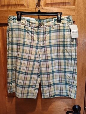 Merona Women's Plaid Bermuda Shorts In Green Multicolor